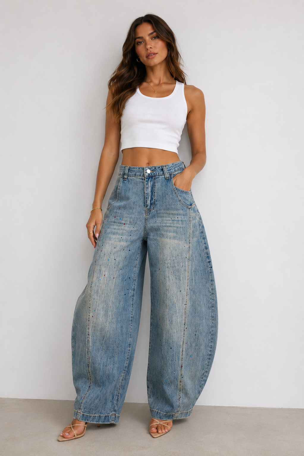 Rhinestone Barrel jean