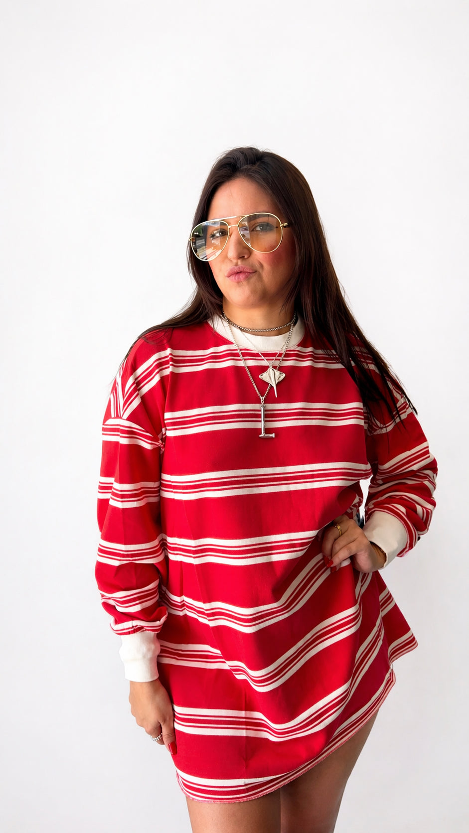 Stripe Love Sweatshirt Dress image 0